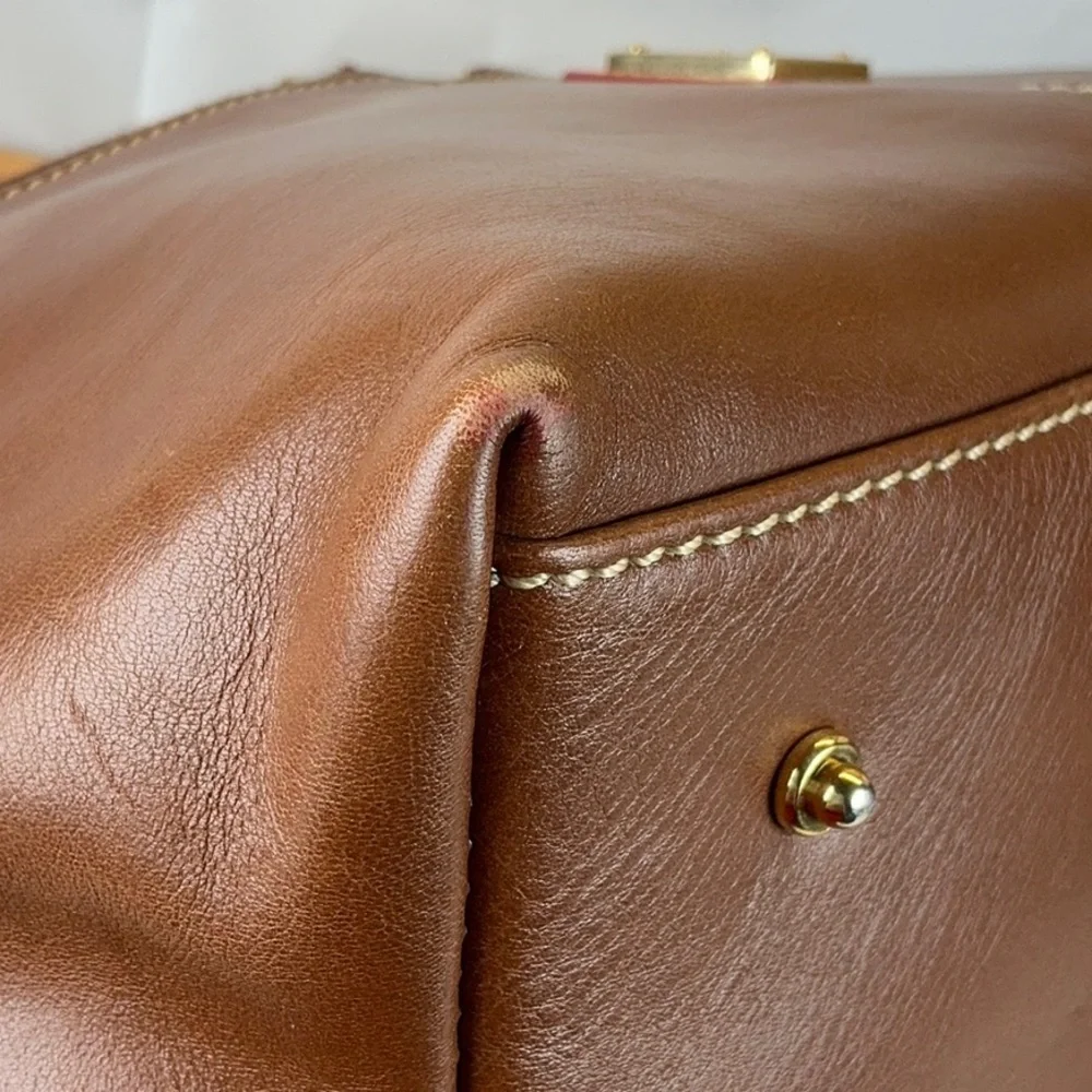 Dooney & Bourke Vintage Dillen Brown Tan Hand Crossbody Satchel‎ Bag